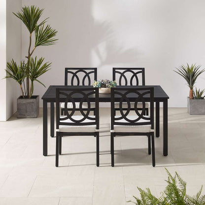 Crosley Furniture - Chambers 5Pc Outdoor Dining Set Creme/Matte Black - Table & 4 Chairs - KO60054MB-CR_CLOSEOUT veiw 3