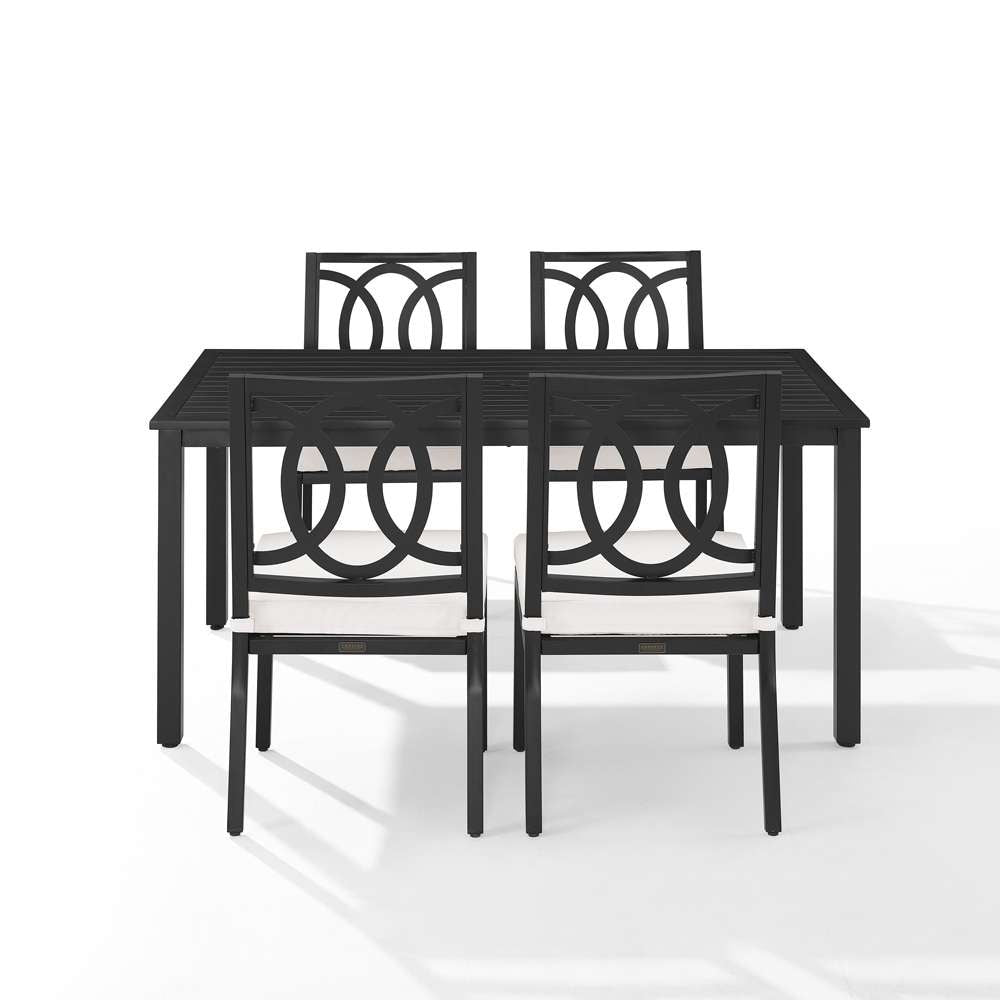 Crosley Furniture - Chambers 5Pc Outdoor Dining Set Creme/Matte Black - Table & 4 Chairs - KO60054MB-CR_CLOSEOUT veiw 6