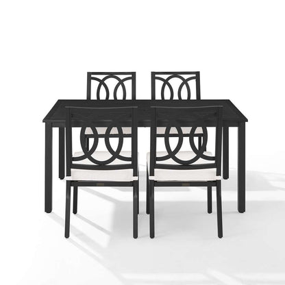 Crosley Furniture - Chambers 5Pc Outdoor Dining Set Creme/Matte Black - Table & 4 Chairs - KO60054MB-CR_CLOSEOUT veiw 6
