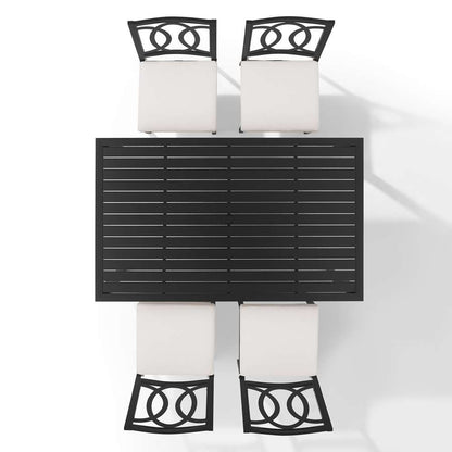 Crosley Furniture - Chambers 5Pc Outdoor Dining Set Creme/Matte Black - Table & 4 Chairs - KO60054MB-CR_CLOSEOUT veiw 7