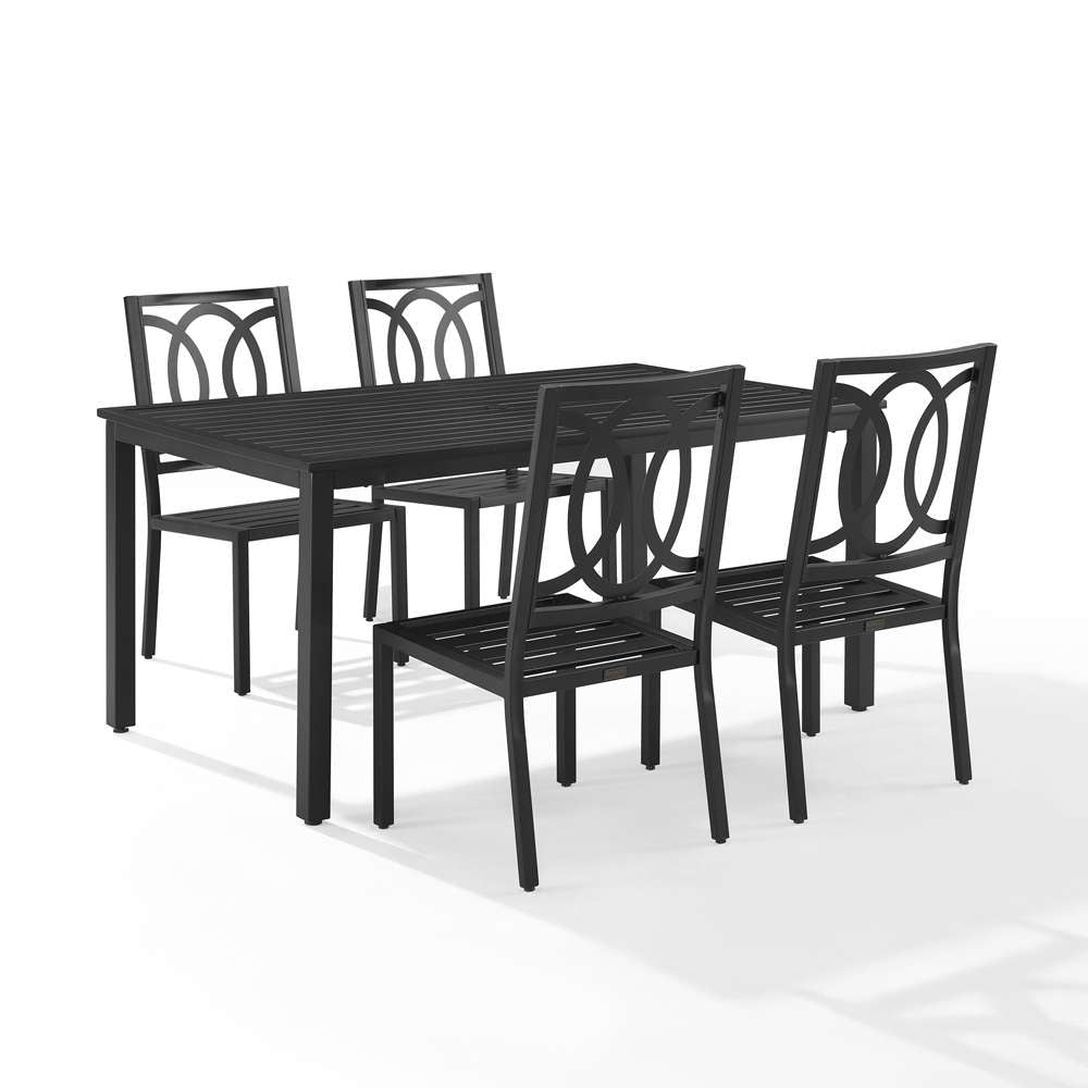 Crosley Furniture - Chambers 5Pc Outdoor Dining Set Creme/Matte Black - Table & 4 Chairs - KO60054MB-CR_CLOSEOUT veiw 8