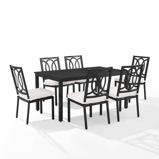 Crosley Furniture - Chambers 7Pc Outdoor Dining Set Creme/Matte Black - Table & 6 Chairs - KO60055MB-CR view 1