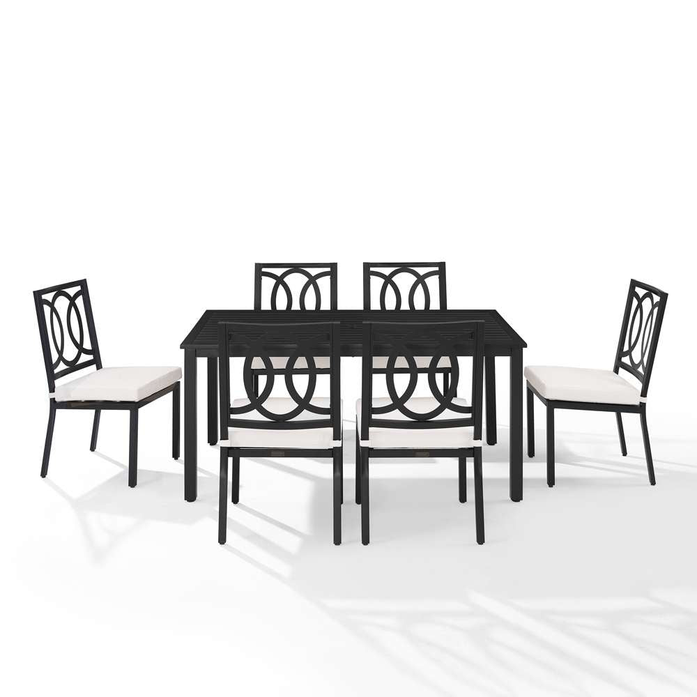 Crosley Furniture - Chambers 7Pc Outdoor Dining Set Creme/Matte Black - Table & 6 Chairs - KO60055MB-CR_CLOSEOUT veiw 6