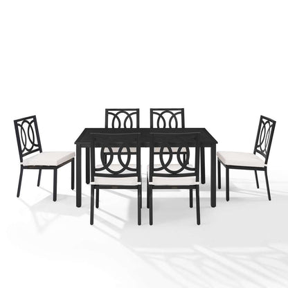 Crosley Furniture - Chambers 7Pc Outdoor Dining Set Creme/Matte Black - Table & 6 Chairs - KO60055MB-CR_CLOSEOUT veiw 6