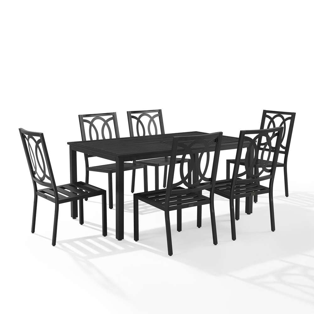 Crosley Furniture - Chambers 7Pc Outdoor Dining Set Creme/Matte Black - Table & 6 Chairs - KO60055MB-CR_CLOSEOUT veiw 8