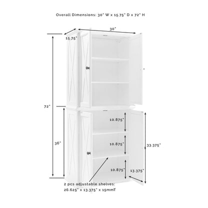 Crosley Furniture - Clifton Tall Pantry Distressed White - 2 Stackable Pantries - KF33004WH veiw 7