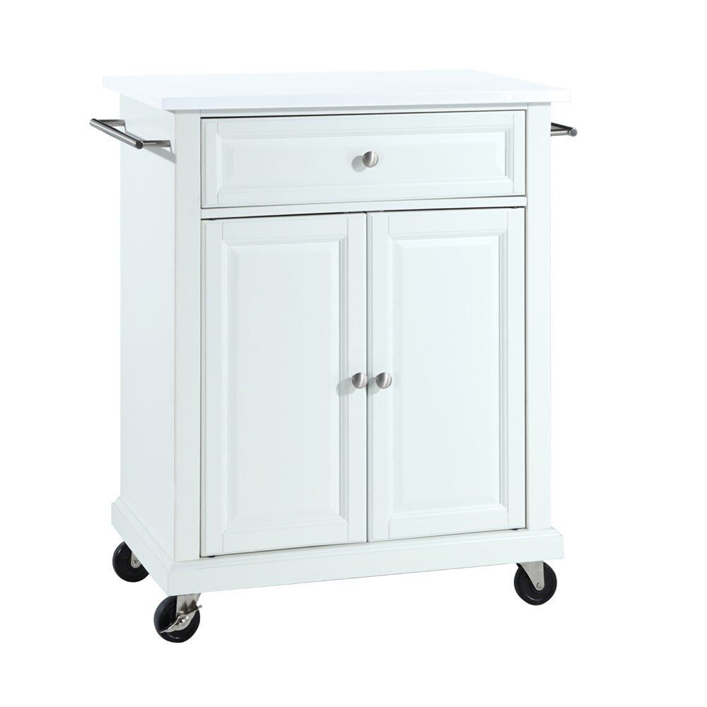 Crosley Furniture - Compact Granite Top Kitchen Cart White/White - KF30020EWH view 2