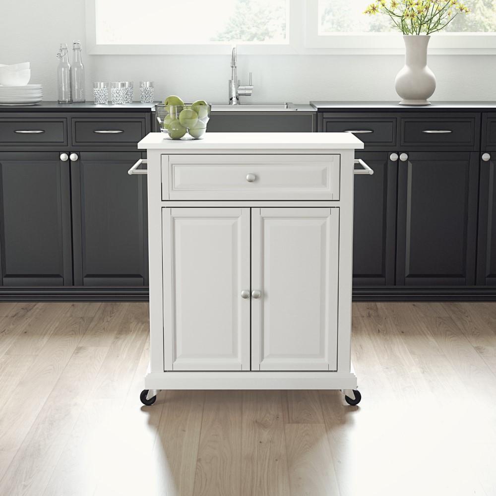 Crosley Furniture - Compact Granite Top Kitchen Cart White/White - KF30020EWH view 4