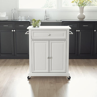 Crosley Furniture - Compact Granite Top Kitchen Cart White/White - KF30020EWH view 4