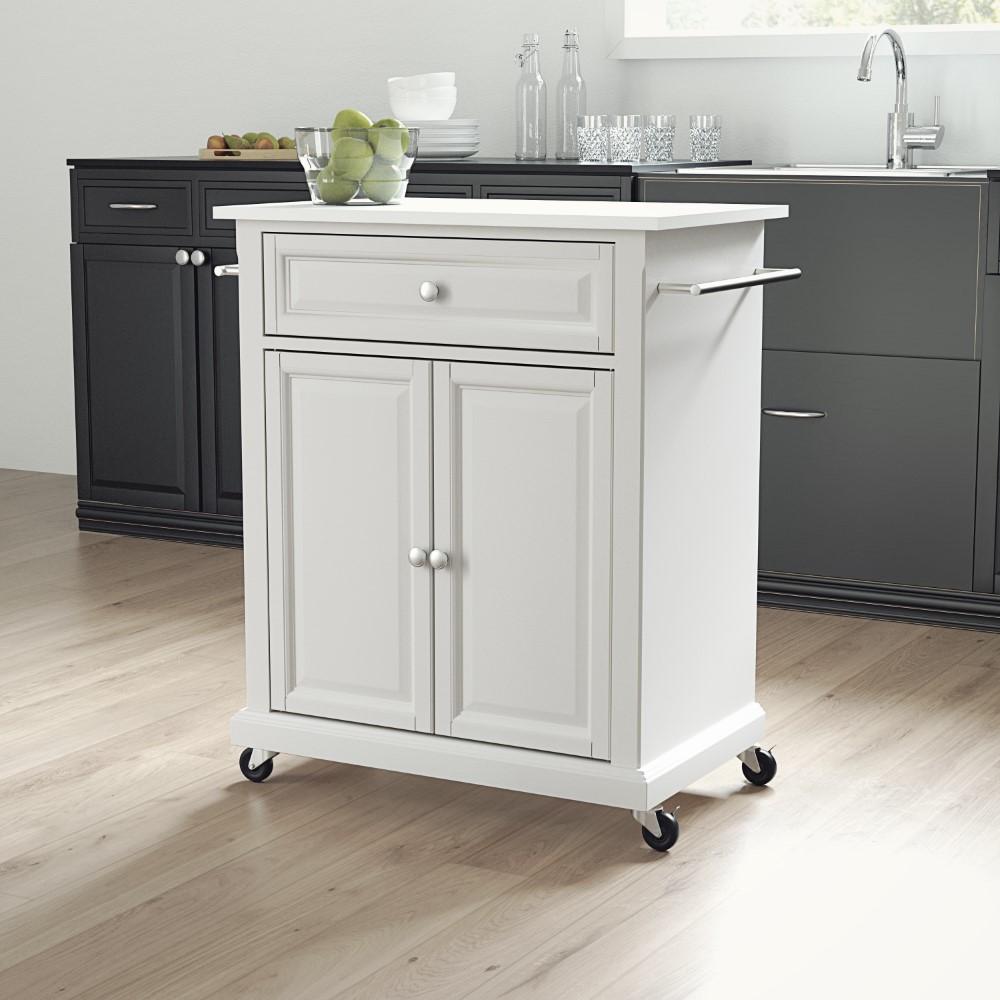 Crosley Furniture - Compact Granite Top Kitchen Cart White/White - KF30020EWH view 5