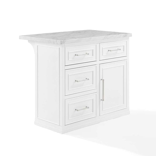 Crosley Furniture - Cutler Faux Marble Top Kitchen Island White/White Marble - KF30094WM-WH veiw 1