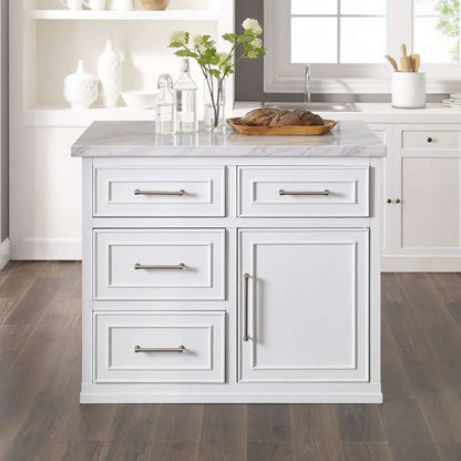 Crosley Furniture - Cutler Faux Marble Top Kitchen Island White/White Marble - KF30094WM-WH veiw 3