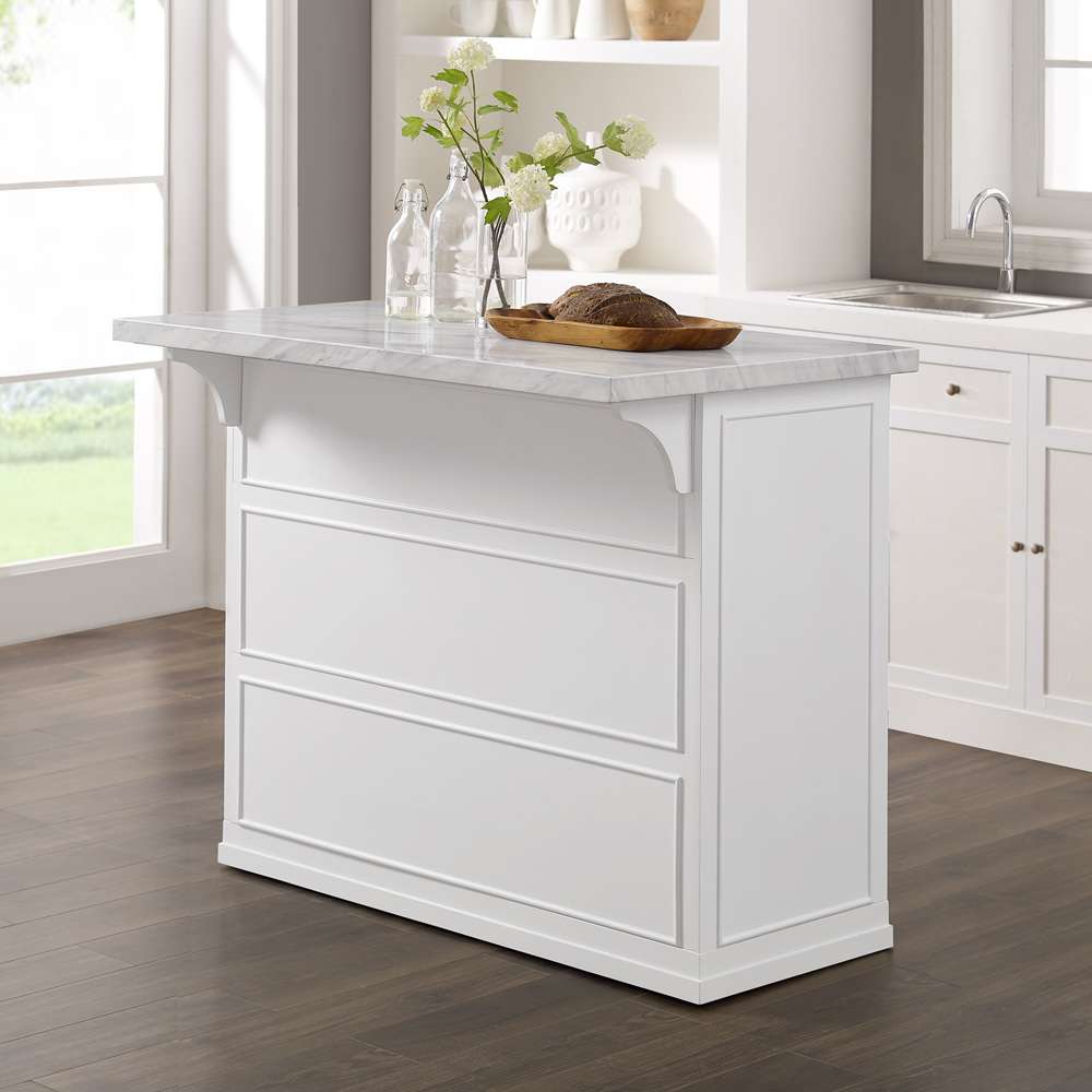 Crosley Furniture - Cutler Faux Marble Top Kitchen Island White/White Marble - KF30094WM-WH veiw 6