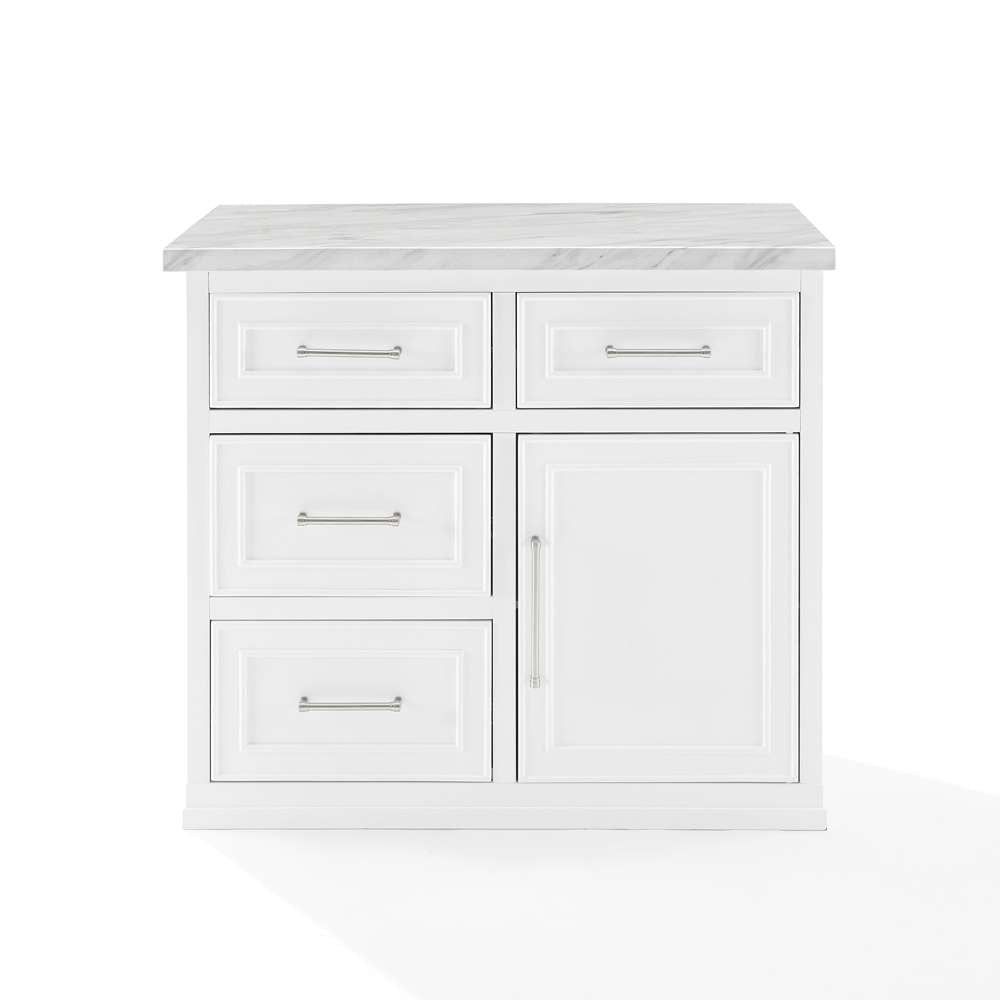 Crosley Furniture - Cutler Faux Marble Top Kitchen Island White/White Marble - KF30094WM-WH veiw 8