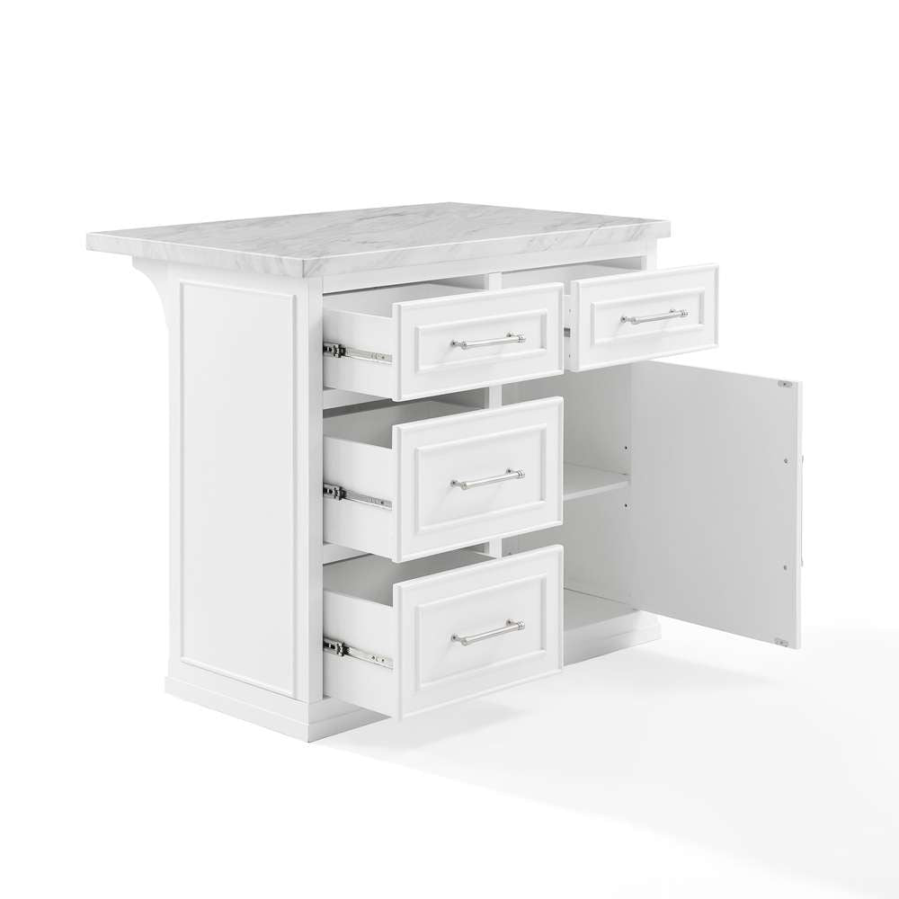 Crosley Furniture - Cutler Faux Marble Top Kitchen Island White/White Marble - KF30094WM-WH veiw 9