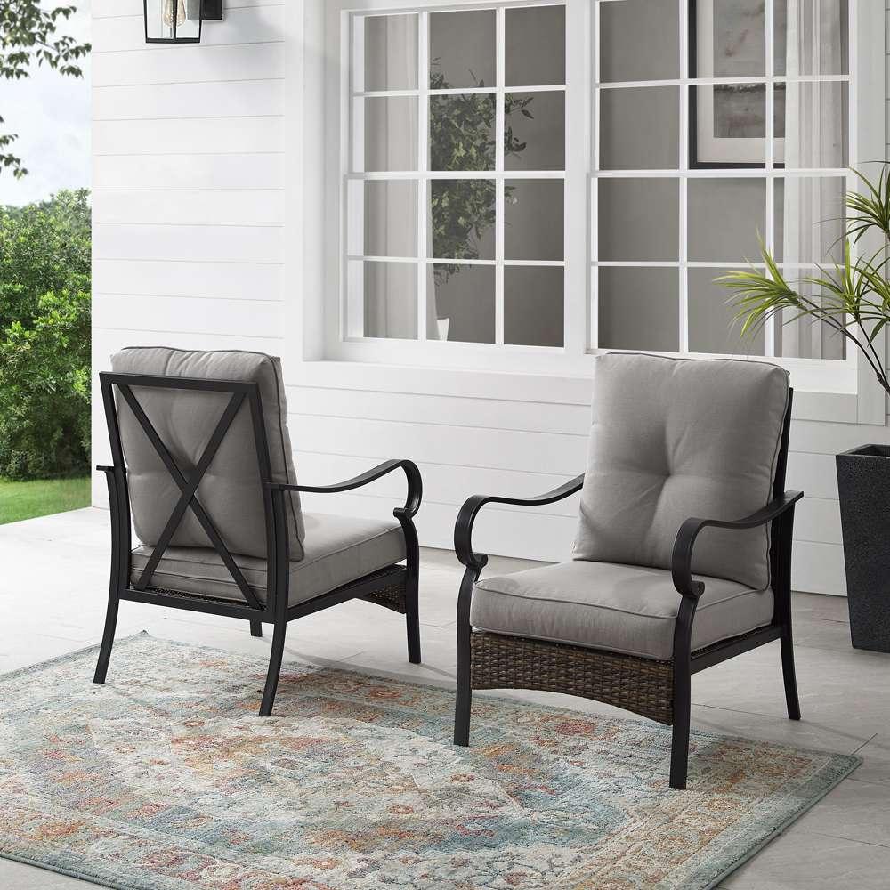 Crosley Furniture - Dahlia 2Pc Outdoor Metal And Wicker Armchair Set Taupe/Matte Black - 2 Armchairs - CO6251MB-TE_CLOSEOUT veiw 1