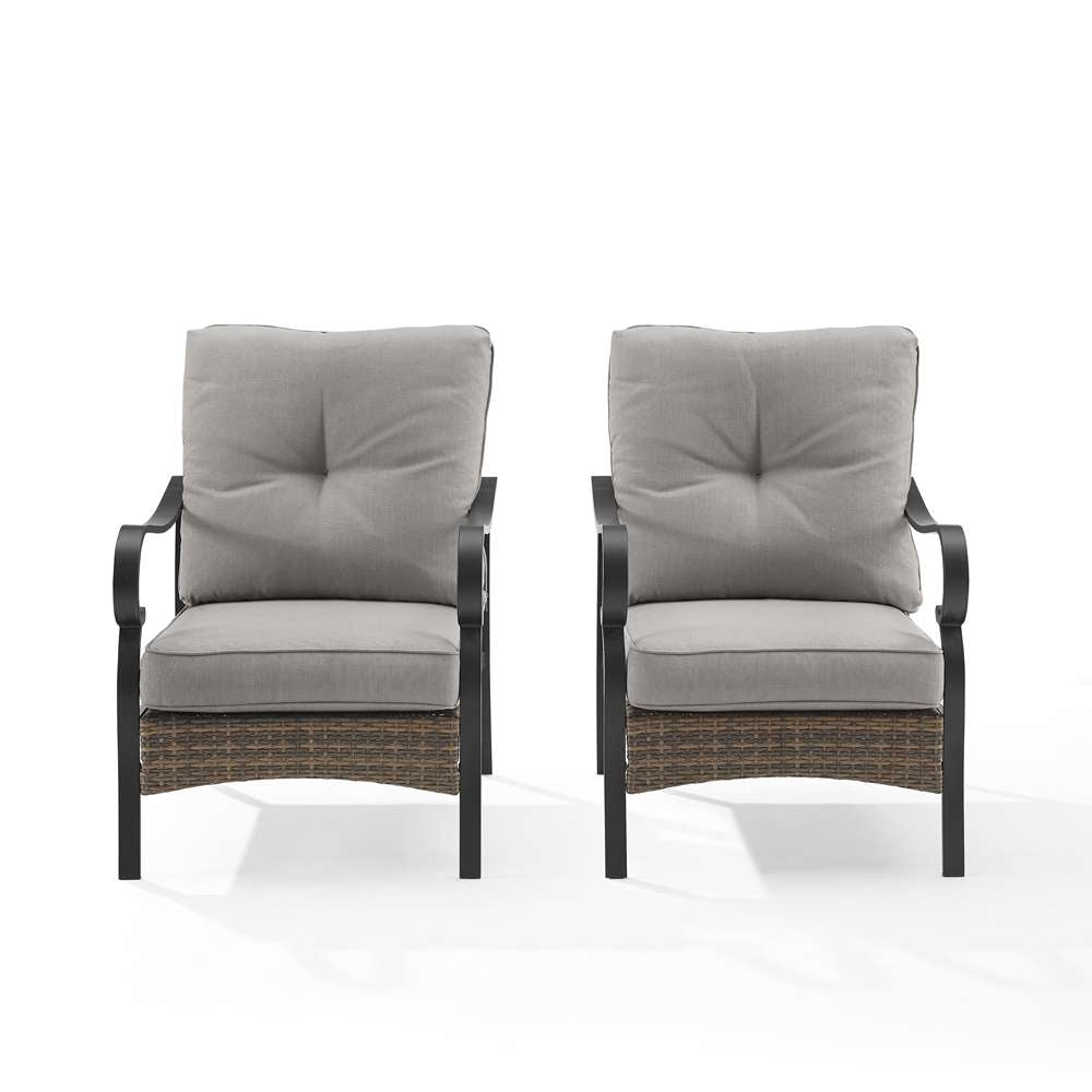 Crosley Furniture - Dahlia 2Pc Outdoor Metal And Wicker Armchair Set Taupe/Matte Black - 2 Armchairs - CO6251MB-TE_CLOSEOUT veiw 3