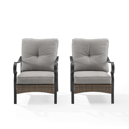 Crosley Furniture - Dahlia 2Pc Outdoor Metal And Wicker Armchair Set Taupe/Matte Black - 2 Armchairs - CO6251MB-TE_CLOSEOUT veiw 3