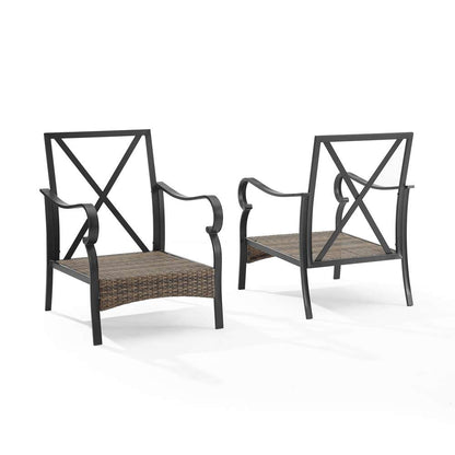 Crosley Furniture - Dahlia 2Pc Outdoor Metal And Wicker Armchair Set Taupe/Matte Black - 2 Armchairs - CO6251MB-TE_CLOSEOUT veiw 4