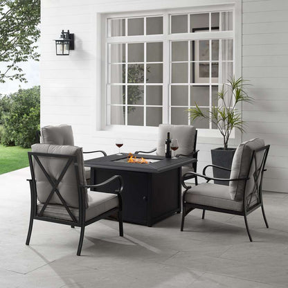 Crosley Furniture - Dahlia 5Pc Outdoor Metal Conversation Set W/ Fire Table Taupe/Matte Black - Dante Fire Table & 4 Armchairs - KO70354MB-TE_CLOSEOUT veiw 1