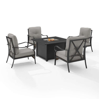 Crosley Furniture - Dahlia 5Pc Outdoor Metal Conversation Set W/ Fire Table Taupe/Matte Black - Dante Fire Table & 4 Armchairs - KO70354MB-TE_CLOSEOUT veiw 2