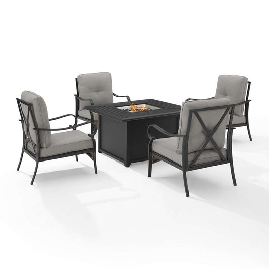 Crosley Furniture - Dahlia 5Pc Outdoor Metal Conversation Set W/ Fire Table Taupe/Matte Black - Dante Fire Table & 4 Armchairs - KO70354MB-TE_CLOSEOUT veiw 2