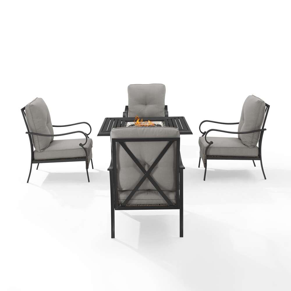 Crosley Furniture - Dahlia 5Pc Outdoor Metal Conversation Set W/ Fire Table Taupe/Matte Black - Dante Fire Table & 4 Armchairs - KO70354MB-TE_CLOSEOUT veiw 3
