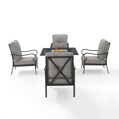 Crosley Furniture - Dahlia 5Pc Outdoor Metal Conversation Set W/ Fire Table Taupe/Matte Black - Dante Fire Table & 4 Armchairs - KO70354MB-TE_CLOSEOUT veiw 3