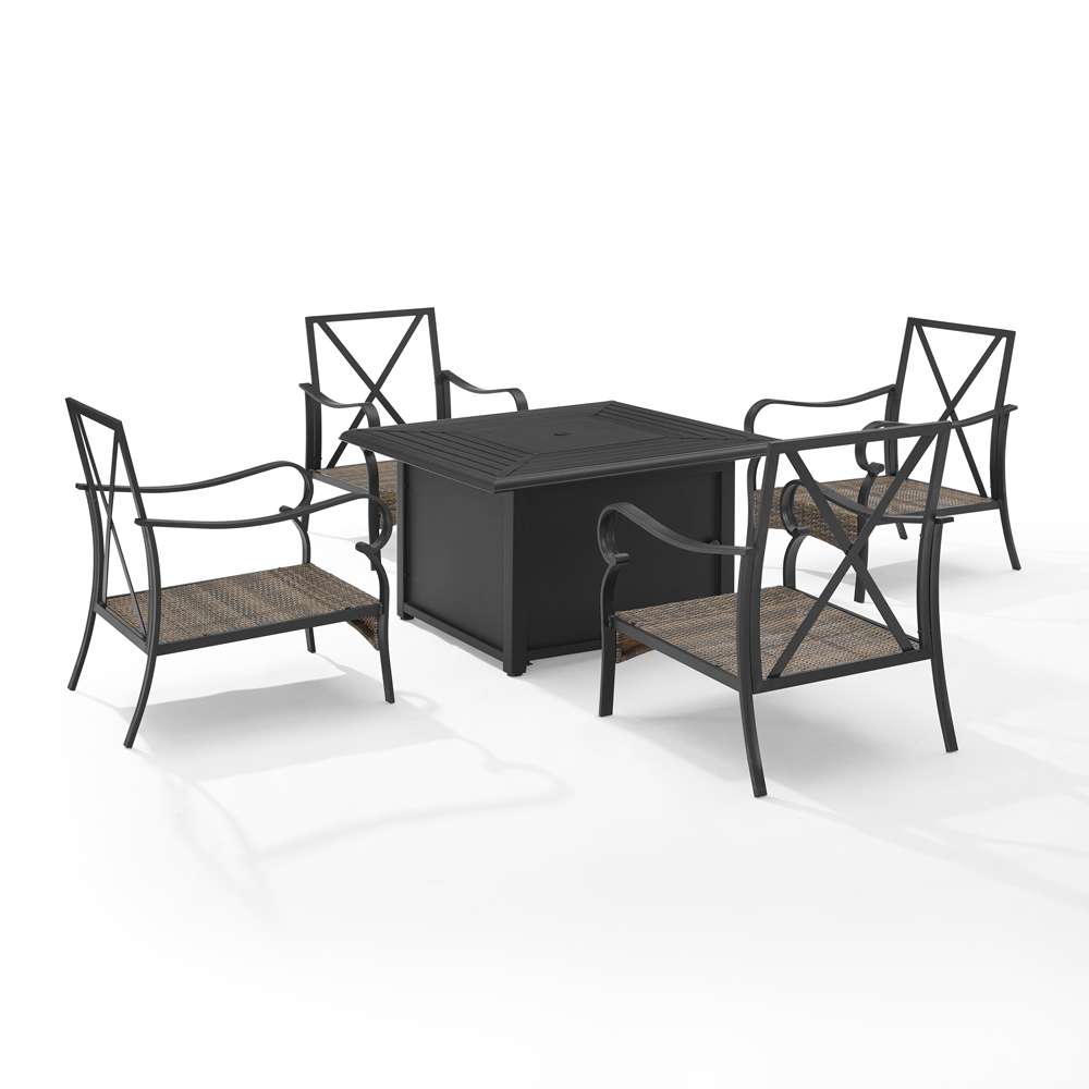 Crosley Furniture - Dahlia 5Pc Outdoor Metal Conversation Set W/ Fire Table Taupe/Matte Black - Dante Fire Table & 4 Armchairs - KO70354MB-TE_CLOSEOUT veiw 4