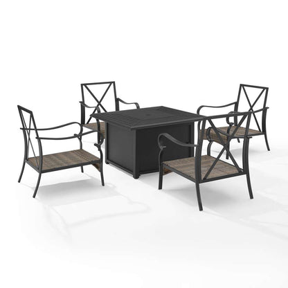 Crosley Furniture - Dahlia 5Pc Outdoor Metal Conversation Set W/ Fire Table Taupe/Matte Black - Dante Fire Table & 4 Armchairs - KO70354MB-TE_CLOSEOUT veiw 4