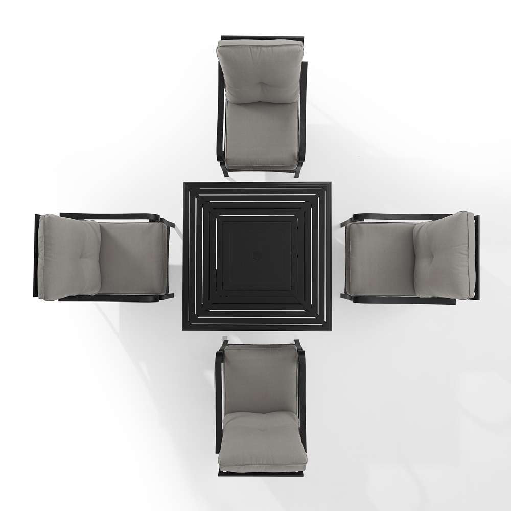 Crosley Furniture - Dahlia 5Pc Outdoor Metal Conversation Set W/ Fire Table Taupe/Matte Black - Dante Fire Table & 4 Armchairs - KO70354MB-TE_CLOSEOUT veiw 5
