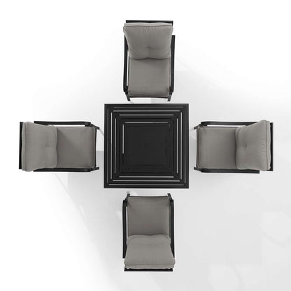 Crosley Furniture - Dahlia 5Pc Outdoor Metal Conversation Set W/ Fire Table Taupe/Matte Black - Dante Fire Table & 4 Armchairs - KO70354MB-TE_CLOSEOUT veiw 5