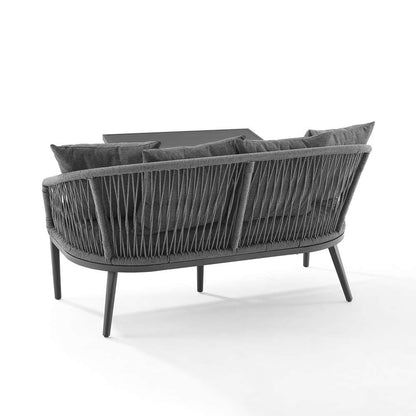 Crosley Furniture - Dover 2Pc Outdoor Rope Conversation Set Charcoal/Matte Black - Loveseat & Coffee Table - CO7330MB-CL_CLOSEOUT veiw 5