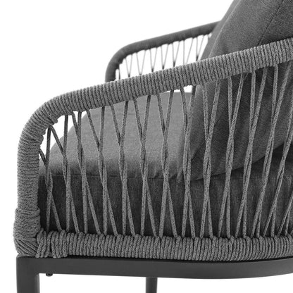 Crosley Furniture - Dover 2Pc Outdoor Rope Conversation Set Charcoal/Matte Black - Loveseat & Coffee Table - CO7330MB-CL_CLOSEOUT veiw 7