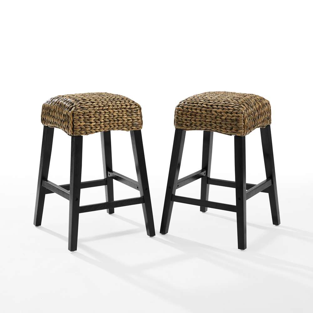 Crosley Furniture - Edgewater 2Pc Backless Counter Stool Set Seagrass/Darkbrown - 2 Stools - CF502527-SG veiw 2