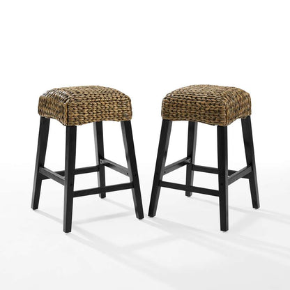 Crosley Furniture - Edgewater 2Pc Backless Counter Stool Set Seagrass/Darkbrown - 2 Stools - CF502527-SG veiw 2