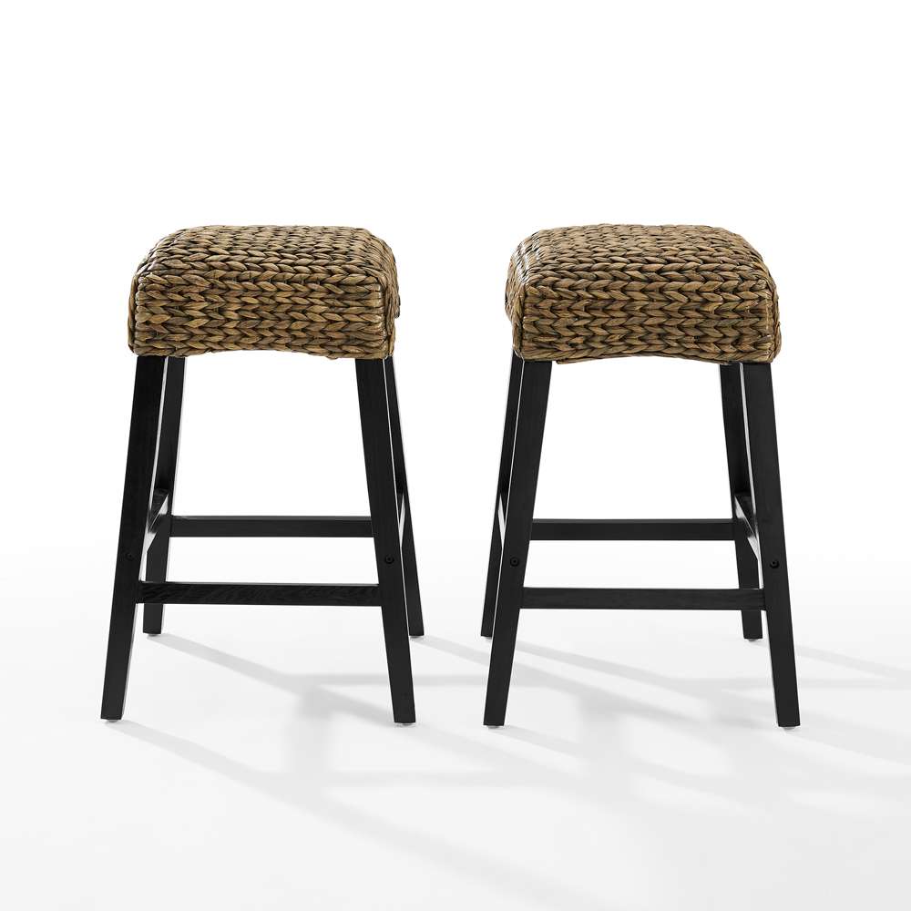 Crosley Furniture - Edgewater 2Pc Backless Counter Stool Set Seagrass/Darkbrown - 2 Stools - CF502527-SG veiw 3