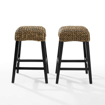Crosley Furniture - Edgewater 2Pc Backless Counter Stool Set Seagrass/Darkbrown - 2 Stools - CF502527-SG veiw 3