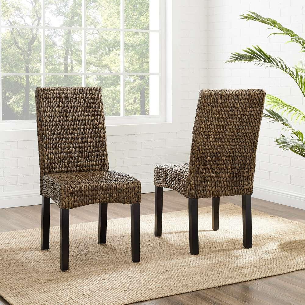 Crosley Furniture - Edgewater 2Pc Dining Chair Set Seagrass/Darkbrown - 2 Chairs - CF502418-SG veiw 1
