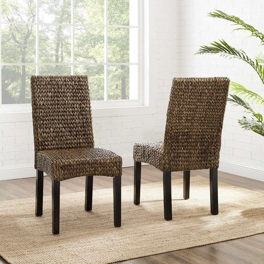 Crosley Furniture - Edgewater 2Pc Dining Chair Set Seagrass/Darkbrown - 2 Chairs - CF502418-SG veiw 1