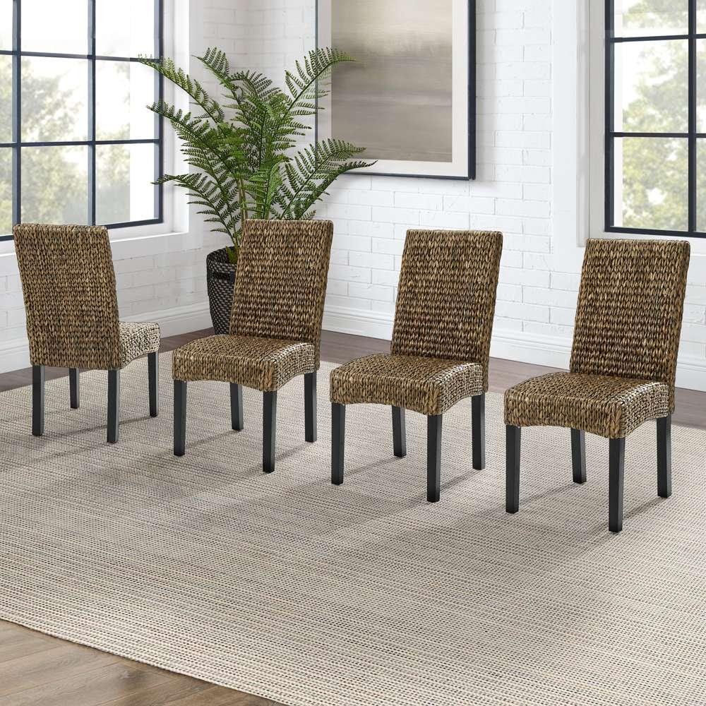 Crosley Furniture - Edgewater 4Pc Dining Chair Set Seagrass/Darkbrown - 4 Chairs - KF20029SG veiw 1
