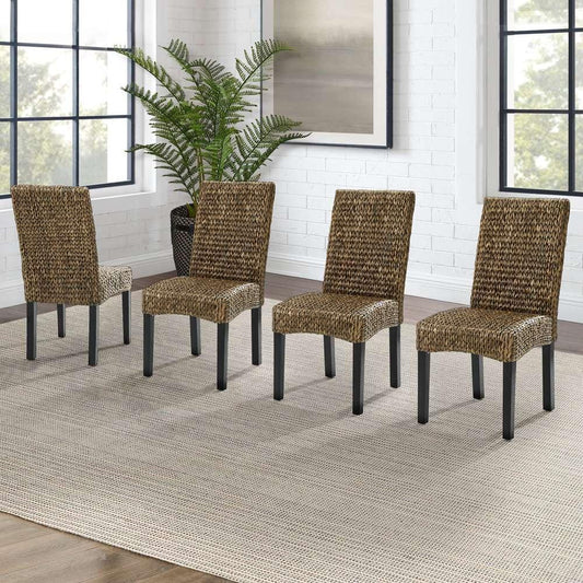 Crosley Furniture - Edgewater 4Pc Dining Chair Set Seagrass/Darkbrown - 4 Chairs - KF20029SG veiw 1