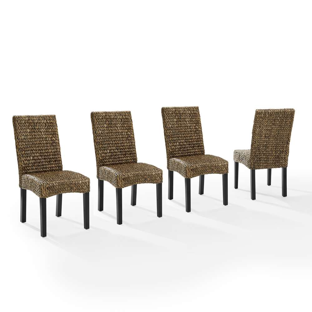 Crosley Furniture - Edgewater 4Pc Dining Chair Set Seagrass/Darkbrown - 4 Chairs - KF20029SG veiw 2