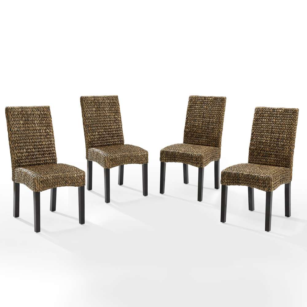 Crosley Furniture - Edgewater 4Pc Dining Chair Set Seagrass/Darkbrown - 4 Chairs - KF20029SG veiw 3