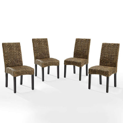 Crosley Furniture - Edgewater 4Pc Dining Chair Set Seagrass/Darkbrown - 4 Chairs - KF20029SG veiw 3