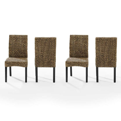 Crosley Furniture - Edgewater 4Pc Dining Chair Set Seagrass/Darkbrown - 4 Chairs - KF20029SG veiw 4
