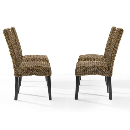 Crosley Furniture - Edgewater 4Pc Dining Chair Set Seagrass/Darkbrown - 4 Chairs - KF20029SG veiw 5