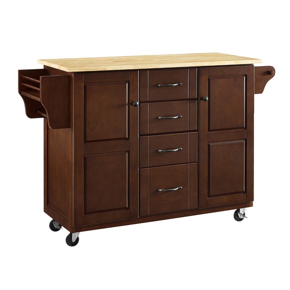 Crosley Furniture - Eleanor Natural Wood Top Kitchen Cart - KF30171EMA veiw 2