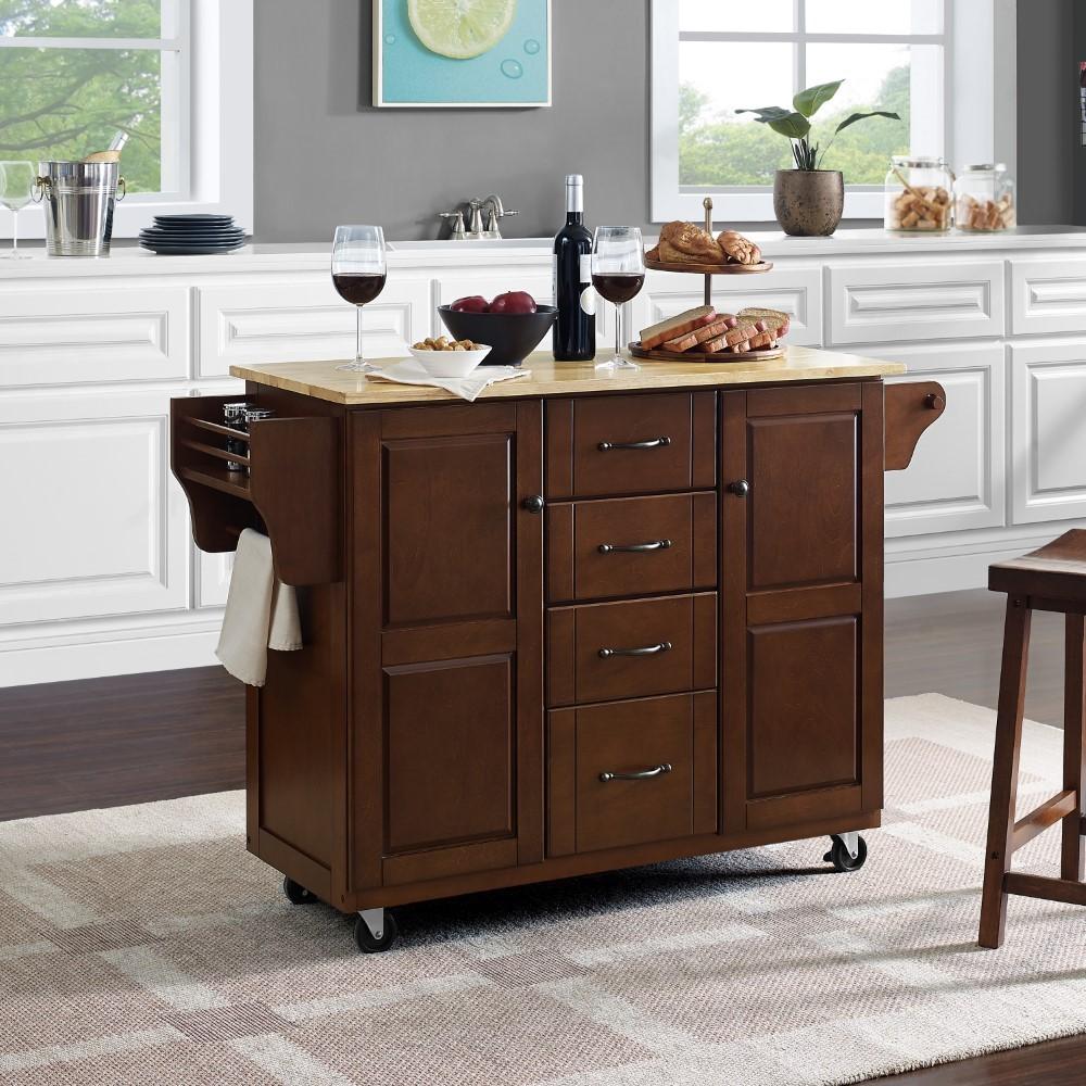 Crosley Furniture - Eleanor Natural Wood Top Kitchen Cart - KF30171EMA veiw 3