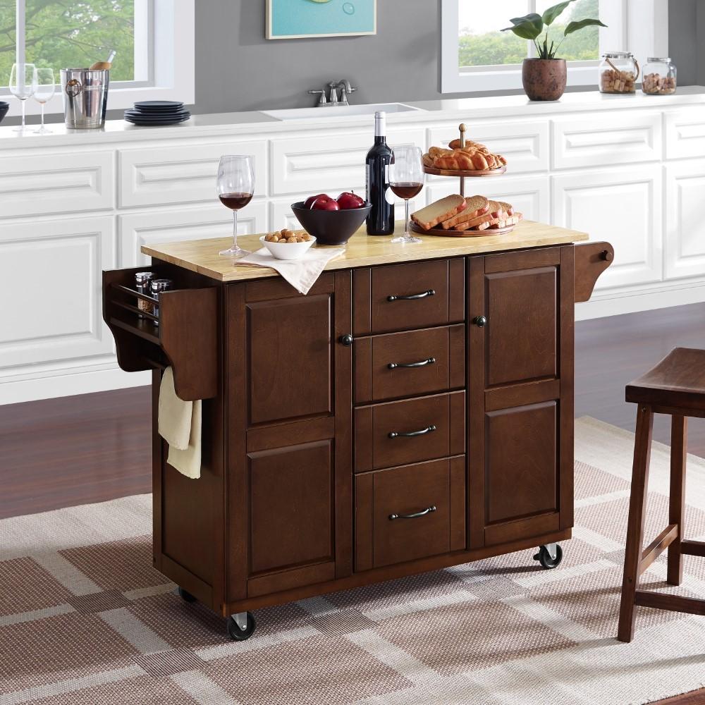 Crosley Furniture - Eleanor Natural Wood Top Kitchen Cart - KF30171EMA veiw 9
